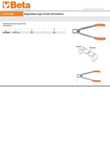 Beta 1472FC/GE Nagyhatású fogó Clic(R) bilincsekhez