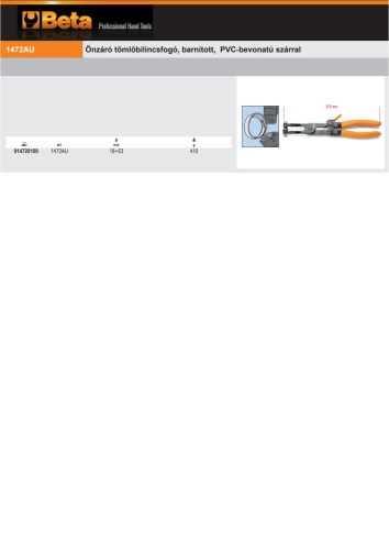Beta 1472AU Önzáró tömlőbilincsfogó, barnított, PVC-bevonatú szárral