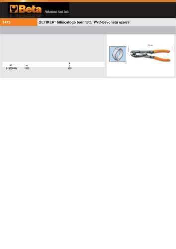 Beta 1473 275 OETIKER® bilincsfogó barnított, PVC-bevonatú szárral