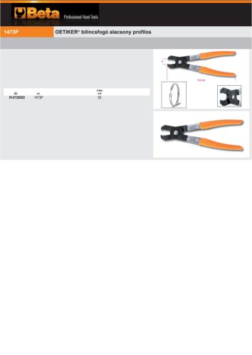 Beta 1473P OETIKER® bilincsfogó alacsony profilos