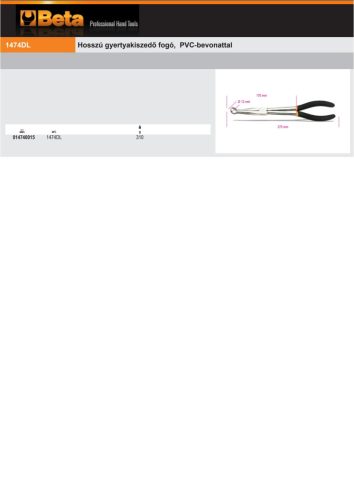 Beta 1474DL Hosszú gyertyakiszedő fogó, PVC-bevonattal