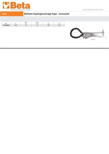 Beta 1476 Állítható kipufogó csővágó fogó, krómozott