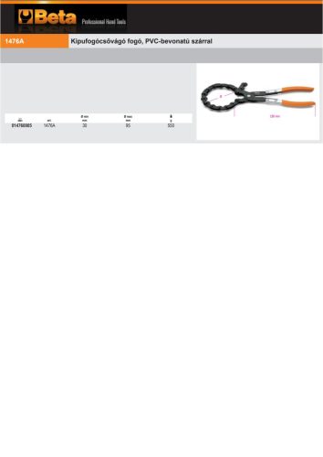 Beta 1476A Kipufogócsővágó fogó, PVC-bevonatú szárral