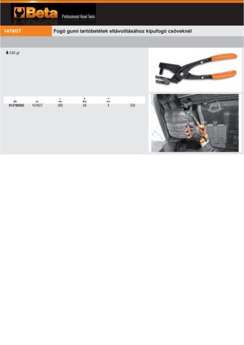 Beta 1476GT Fogó gumi tartóbetétek eltávolításához kipufogó csöveknél