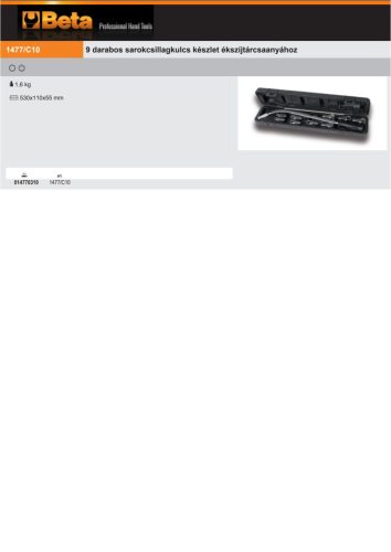 Beta 1477/C10 9 darabos sarokcsillagkulcs készlet ékszíjtárcsaanyához