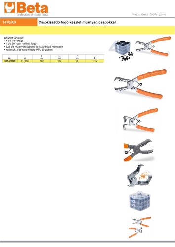 Beta 1478/K3 Csapkiszedő fogó készlet műanyag csapokkal