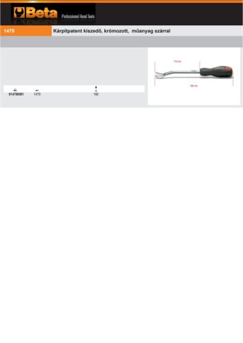 Beta 1479 Kárpitpatent kiszedő, krómozott, műanyag szárral