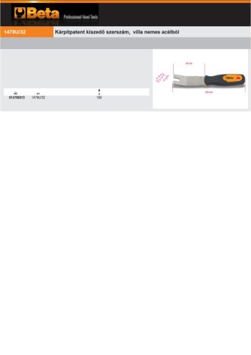 Beta 1479U/32 Kárpitpatent kiszedő szerszám, villa nemes acélból