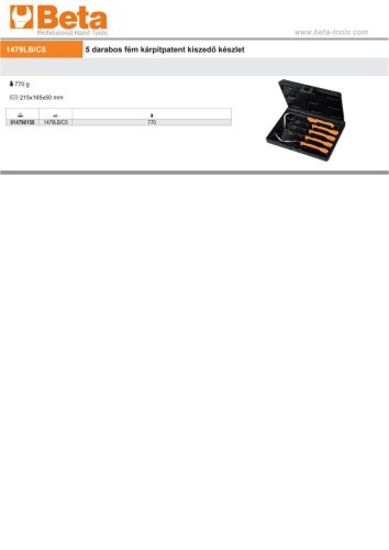 Beta 1479LB/C5 5 darabos fém kárpitpatent kiszedő készlet