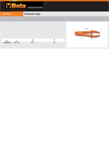 Beta 1481PL/C Tömlőzáró fogó 25-45mm 220mm