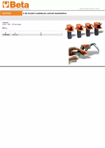 Beta 1481K/S4 4 db önzáró csatlakozó, csövek lezárásához