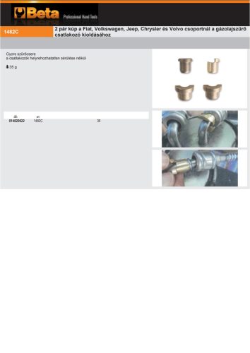 Beta 1482C 2 pár kúp a Fiat, Volkswagen, Jeep, Chrysler és Volvo csoportnál a gázolajszűrő csatlakozó kioldásához