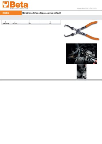 Beta 1482SN Benzincső lehúzó fogó csuklós pofával