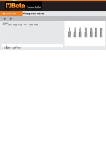 Beta 1483KV PT/S7 Ötszög bitfej készlet