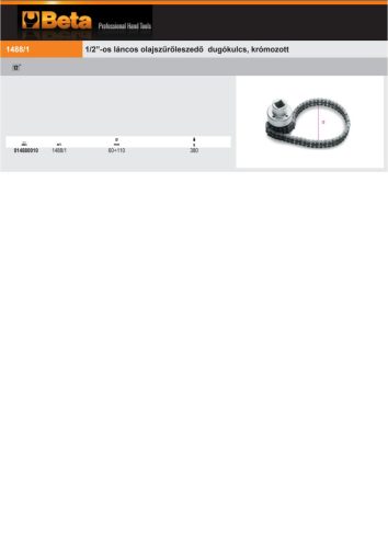 Beta 1488/1 1/2”-os láncos olajszűrőleszedő dugókulcs, krómozott 60-110mm