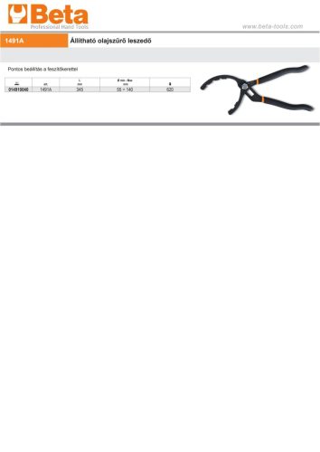 Beta 1491A  Állítható olajszűrő leszedő