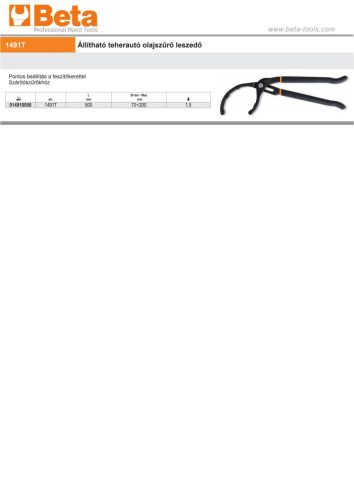 Beta 1491T  Állítható teherautó olajszűrő leszedő