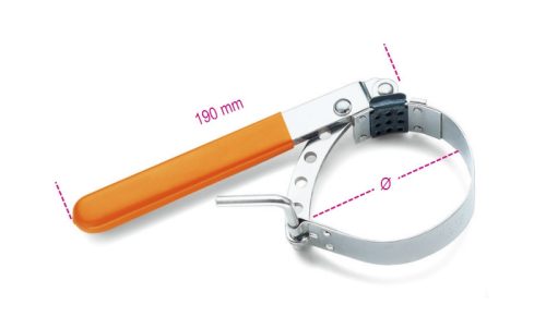 Beta 1492/1 Állítható acélpántos olajszűrőleszedő, nikkelezett, PVC-bevonatú nyéllel 60-80mm