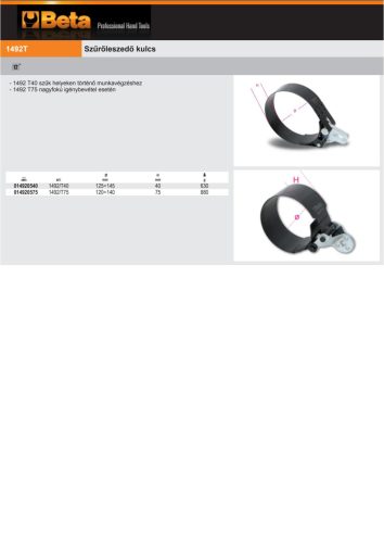 Beta 1492T 40 Szűrőleszedő kulcs 40mm