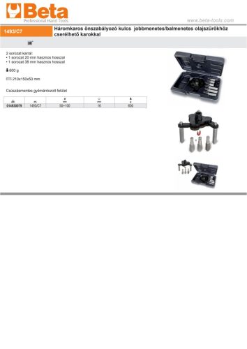 Beta 1493/C7 Háromkaros önszabályozó kulcs jobbmenetes/balmenetes olajszűrőkhöz cserélhető karokkal