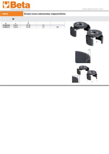 Beta 1493X Önzáró kulcs balmenetes olajszűrőkhöz
