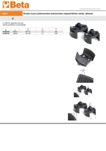 Beta 1493Y/2 Önzáró kulcs jobbmenetes-balmenetes olajszűrőkhöz nehéz változat 104-145mm