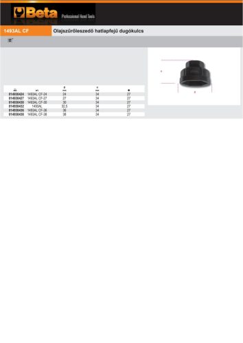 Beta 1493AL/CF 38 Olajszűrőleszedő hatlapfejű dugókulcs 38mm