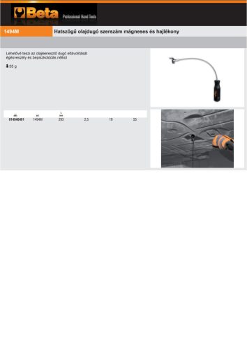 Beta 1494M Hatszögű olajdugó szerszám mágneses és hajlékony