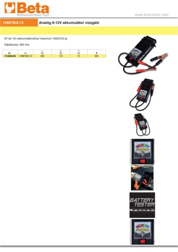 Beta 1498TB/6-12 Analóg 6-12V akkumulátor vizsgáló