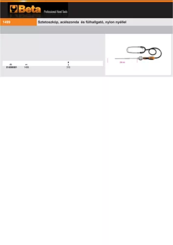 Beta 1499 Sztetoszkóp, acélszonda és fülhallgató, nylon nyéllel