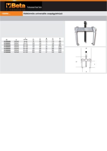 Beta 1500N/0 Kétkörmös univerzális csapágylehúzó 18÷65mm