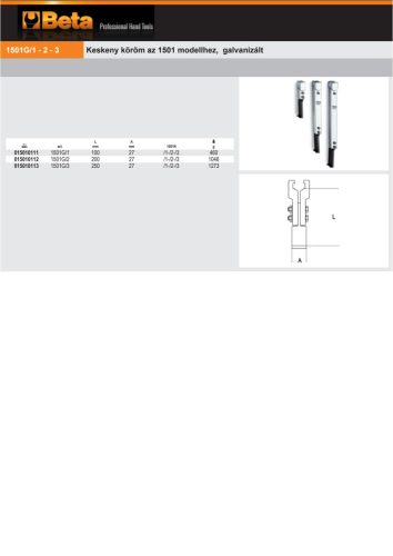 Beta 1501G/1 Keskeny köröm az 1501 modellhez, galvanizált 100mm
