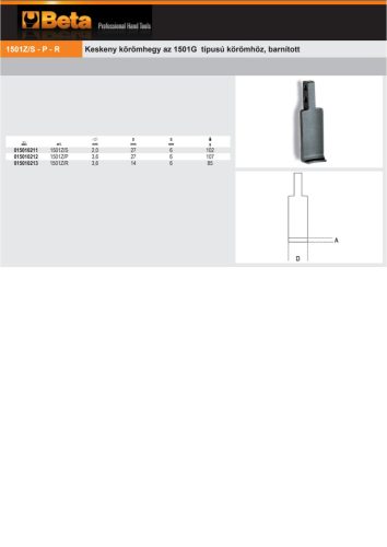 Beta 1501Z/P Keskeny körömhegy az 1501G típusú körömhöz, barnított 3,6x27mm