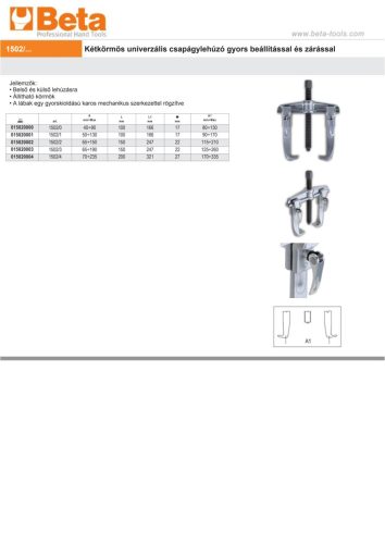 Beta 1502/2 Kétkörmös univerzális csapágylehúzó gyors beállítással és zárással 65-150mm