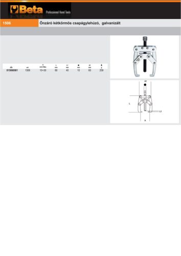 Beta 1506 Önzáró kétkörmös csapágylehúzó, galvanizált 10-50mm