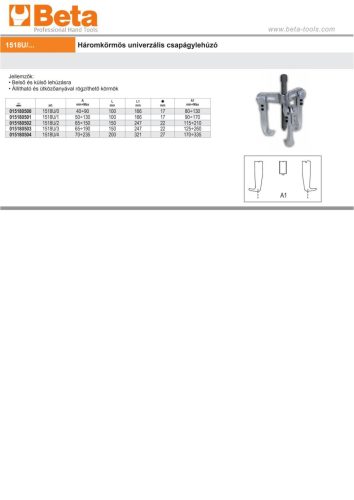 Beta 1518U/2 Háromkörmös univerzális csapágylehúzó 65-150mm