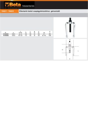 Beta 1542/1 Ellentartó belső csapágylehúzókhoz galvanizált 35÷75mm