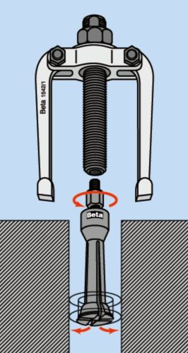 Beta 1545/C5M 6 részes belső csapágylehúzó készlet Beta 1542/1 ellentartóval és 5 darab Beta 1544 típusú belső lehúzóval, fémdobozban