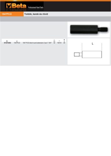 Beta 1547PC/2 Toldó, kerek és rövid a Beta 1547/2 termékhez