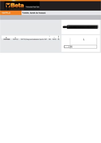 Beta 1547PL/2 Toldó, kerek és hosszú a Beta 1547/2 termékhez