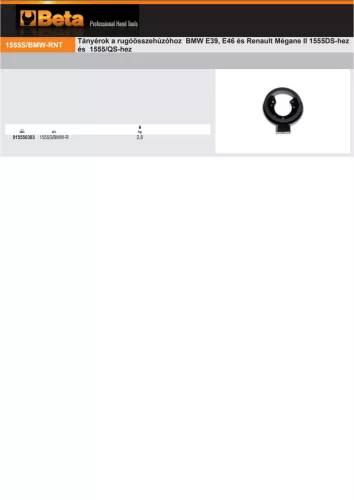 Beta 1555S/BMW-RNT Tányérok a rugóösszehúzóhoz BMW E39, E46 és Renault Mégane II aBeta 1555DS és 1555/QS termékhez