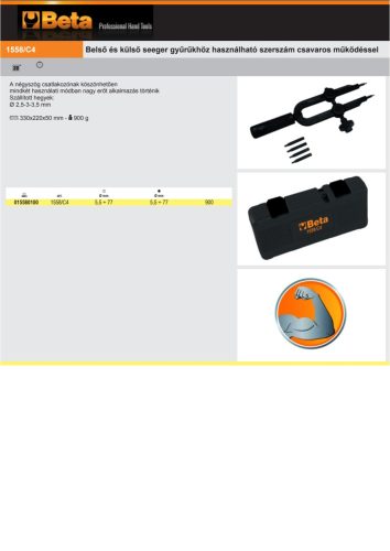 Beta 1558/C4 Belső és külső seeger gyűrűkhöz használható szerszám csavaros működéssel