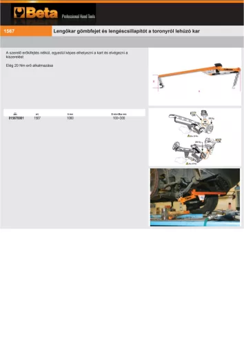 Beta 1567 Lengőkar gömbfejet és lengéscsillapítót a toronyról lehúzó kar