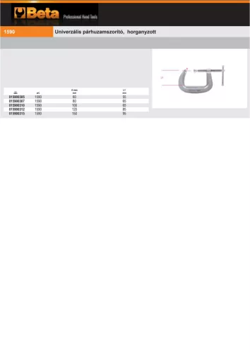 Beta 1590 Univerzális párhuzamszorító, horganyzott 60mm