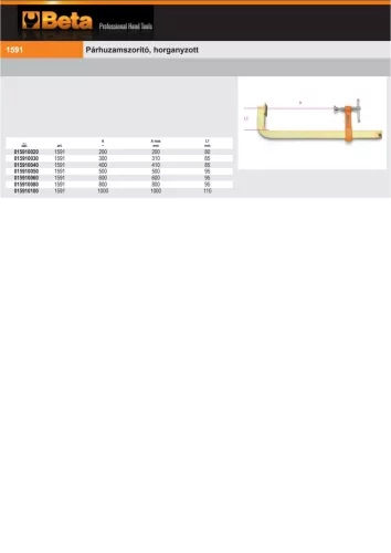Beta 1591 Párhuzamszorító, horganyzott 200mm