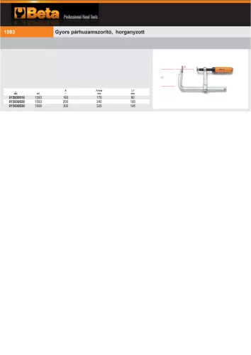 Beta 1593 Gyors párhuzamszorító, horganyzott 200mm