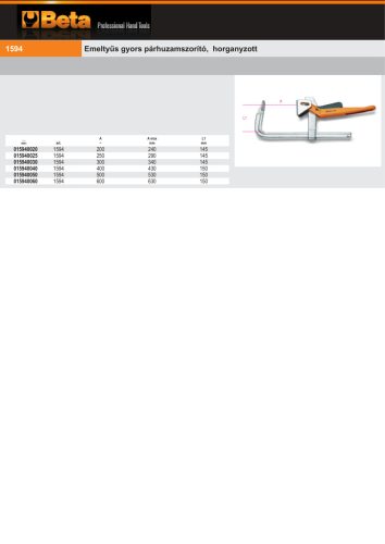Beta 1594 Emeltyűs gyors párhuzamszorító, horganyzott 200mm