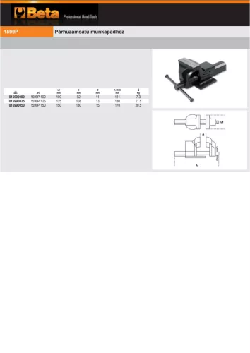 Beta 1599P Párhuzamsatu munkapadhoz 100mm