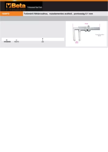 Beta 1650FD Tolómérő féktárcsához, rozsdamentes acélból, pontosság 0.1 mm