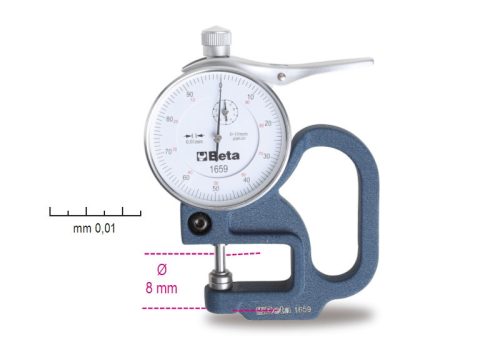 Beta 1659 Mérőórás vastagságmérő, pontosság 0.01 mm 0-10mm